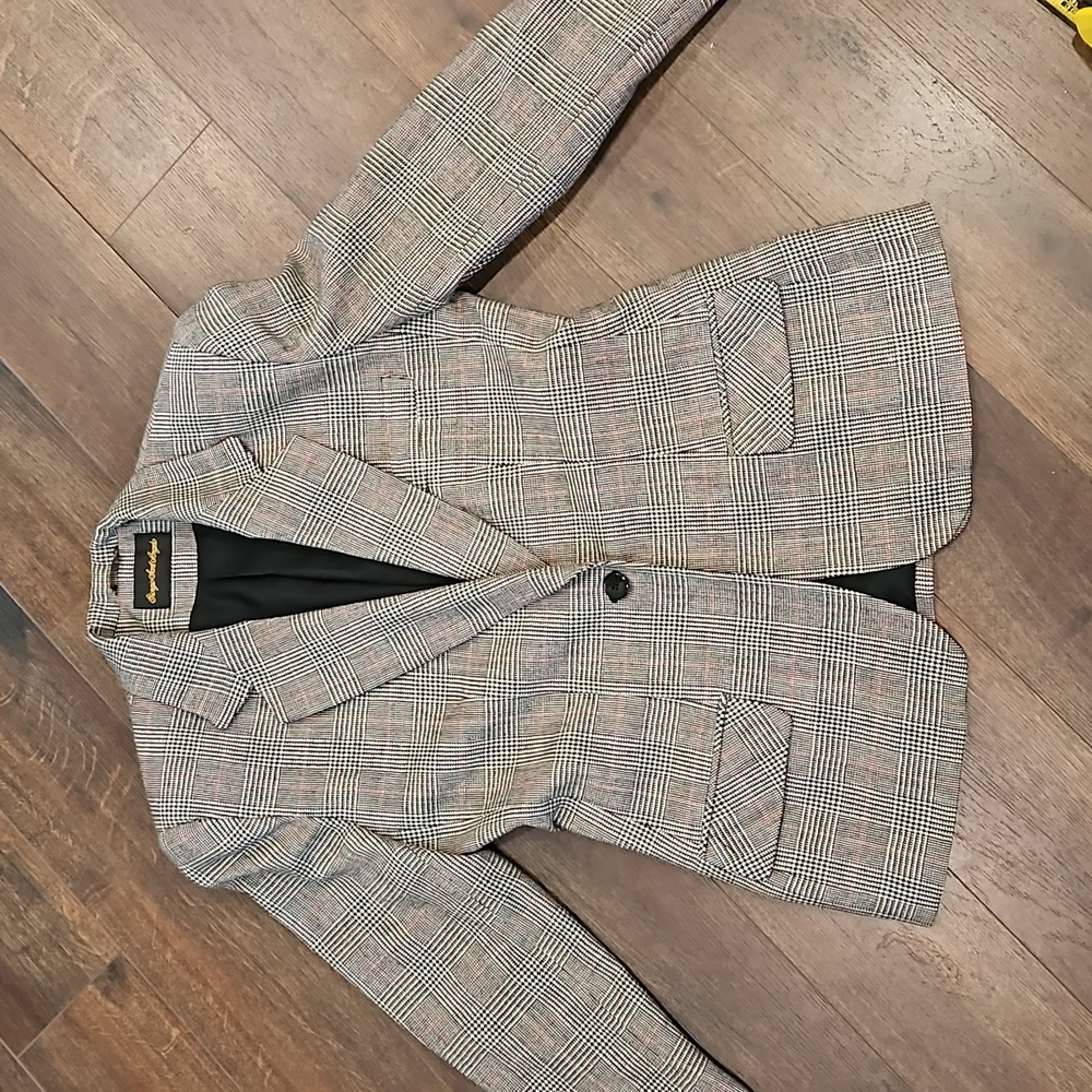 VINTAGE Giorgio Saint angelo plaid  houndstooth Wool Blazer